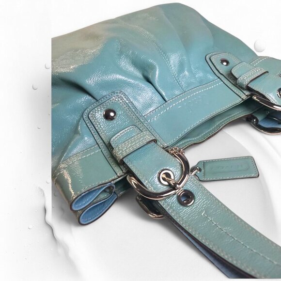 COACH Soho Satchel & Wallet in turquoise patent leather set - Picture 7 of 15
